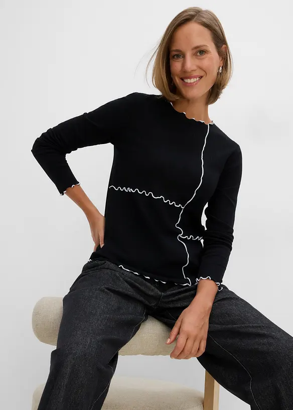 Langarmshirt dekorativen N&auml;hten, bonprix