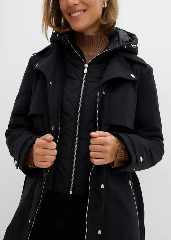 Manteau technique d&eacute;perlant, effet superpos&eacute;, bonprix