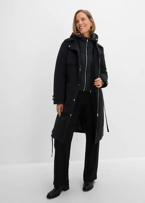 Manteau technique d&eacute;perlant, effet superpos&eacute;, bonprix