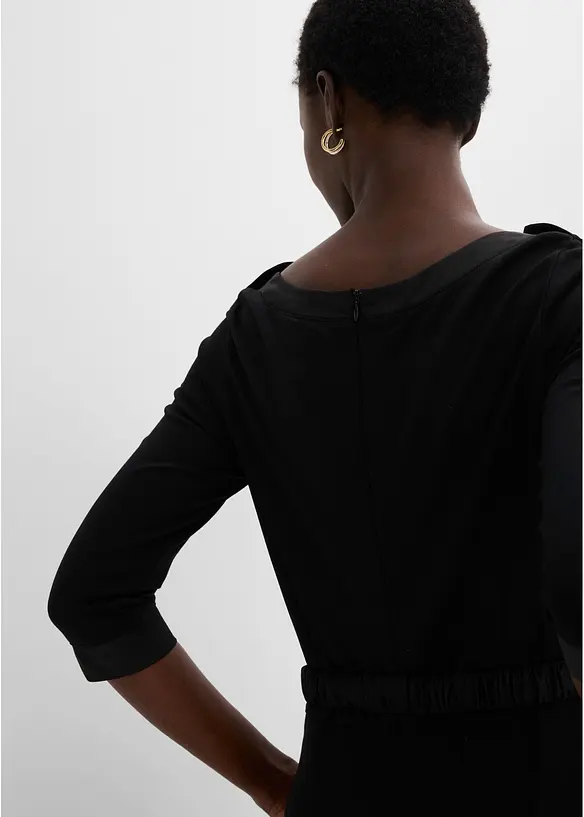 Kleid aus Punto di Roma mit Satin G&uuml;rtel, bonprix