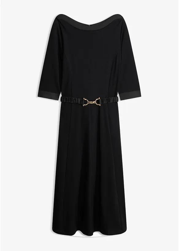 Kleid aus Punto di Roma mit Satin G&uuml;rtel, bonprix