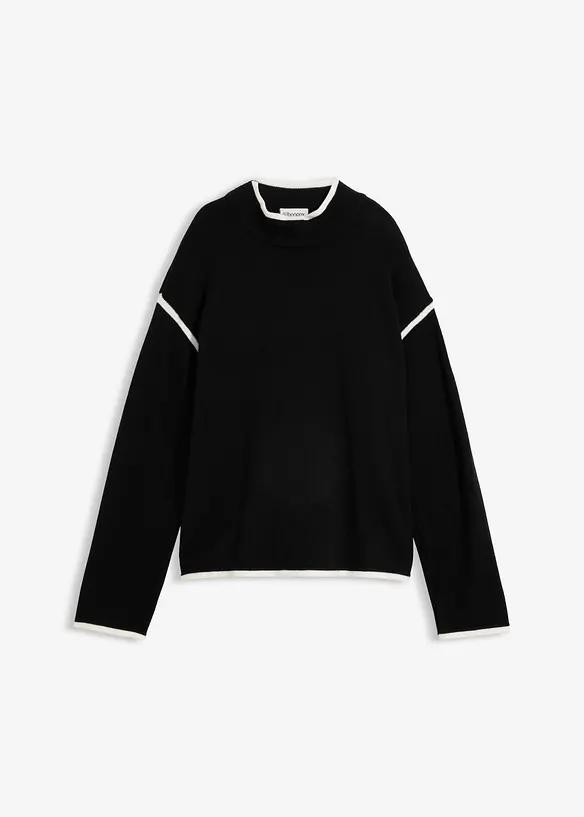 Pull col roul&eacute; en coton m&eacute;lang&eacute;, bonprix