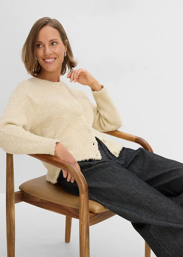 Teddy-Strickjacke, bonprix