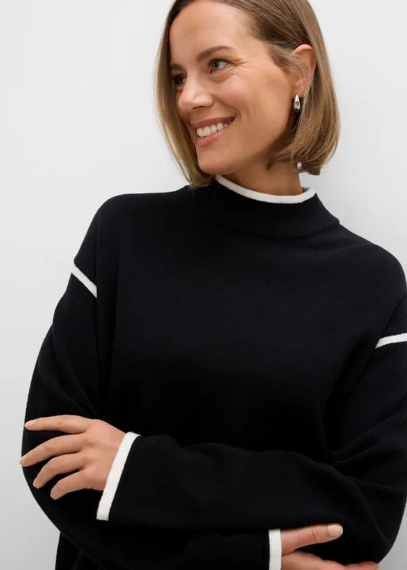 Pull col roul&eacute; en coton m&eacute;lang&eacute;, bonprix