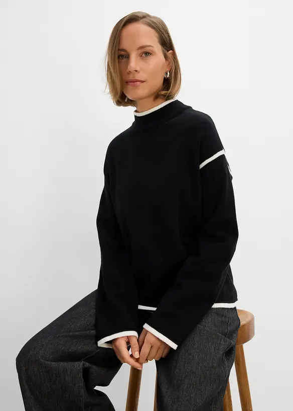 Pull col roul&eacute; en coton m&eacute;lang&eacute;, bonprix
