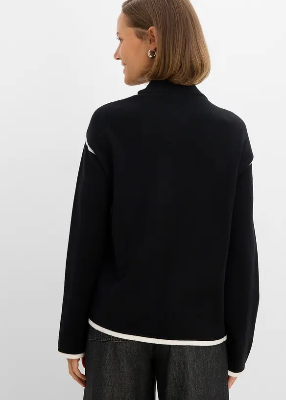 Pull col roul&eacute; en coton m&eacute;lang&eacute;, bonprix