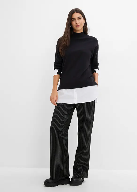 Oversize-Pullover mit Bluseneinsatz, bonprix