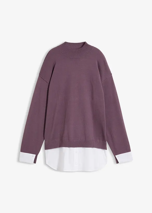 Oversize-Pullover mit Bluseneinsatz, bonprix