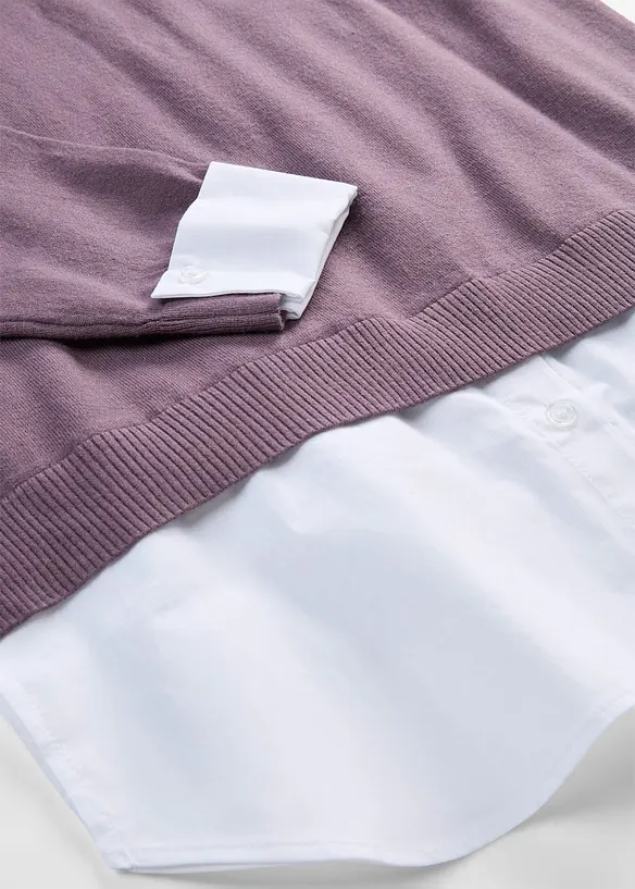 Oversize-Pullover mit Bluseneinsatz, bonprix