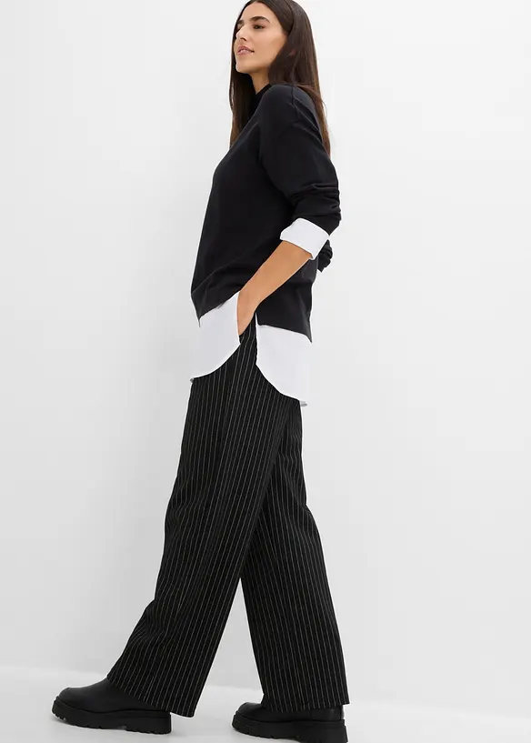 Oversize-Pullover mit Bluseneinsatz, bonprix