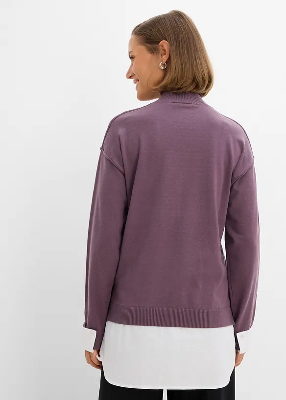 Oversize-Pullover mit Bluseneinsatz, bonprix