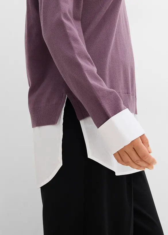 Oversize-Pullover mit Bluseneinsatz, bonprix