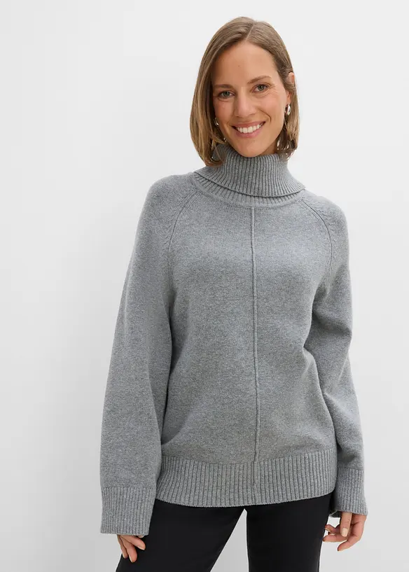 Pull col roul&eacute; &agrave; couture d&eacute;corative, bonprix