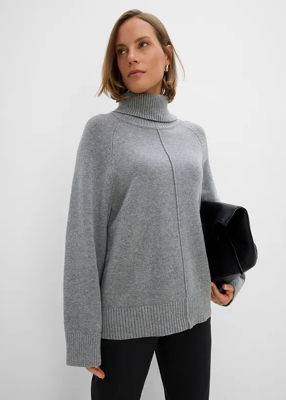 Pull col roul&eacute; &agrave; couture d&eacute;corative, bonprix