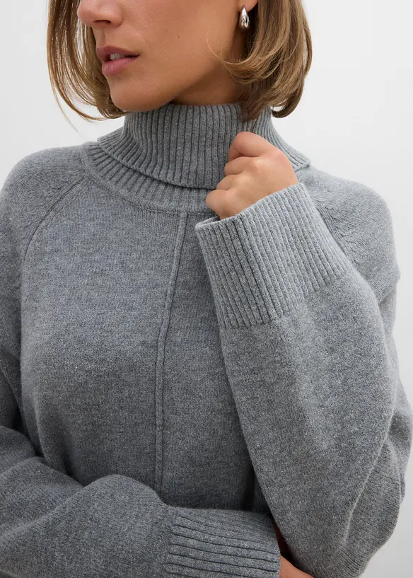 Pull col roul&eacute; &agrave; couture d&eacute;corative, bonprix