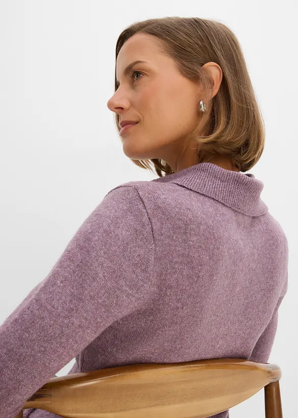 Taillierte Strickjacke mit Kunstfellkragen, bonprix