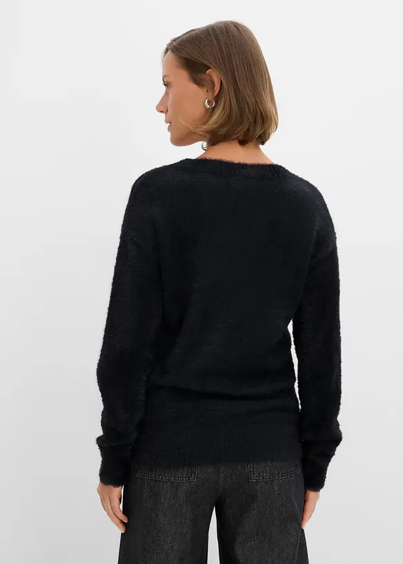 Pullover in Pl&uuml;schoptik mit Viskose, bonprix