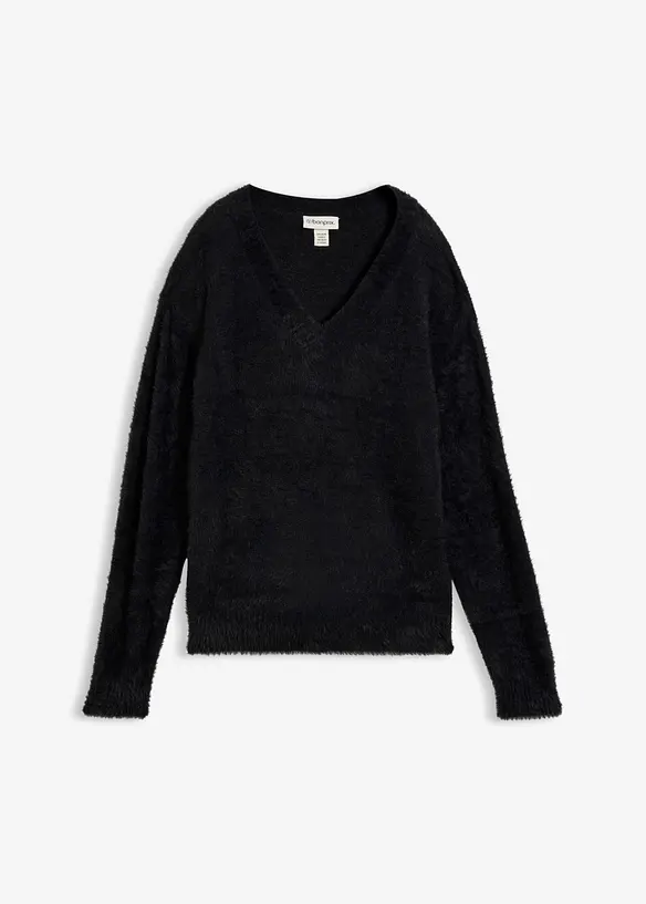 Pullover in Pl&uuml;schoptik mit Viskose, bonprix