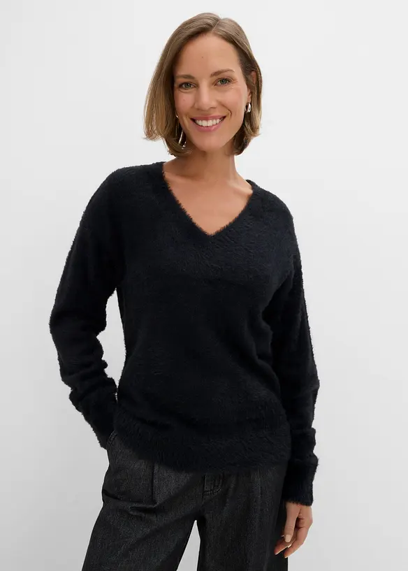 Pullover in Pl&uuml;schoptik mit Viskose, bonprix