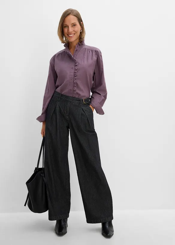 Wide-Leg-Jeans mit Bundfalten, bonprix