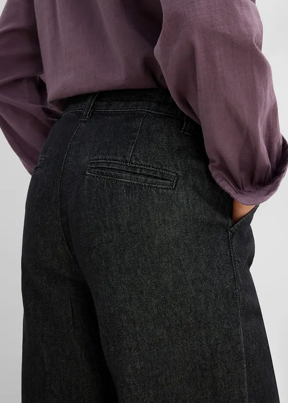 Wide-Leg-Jeans mit Bundfalten, bonprix
