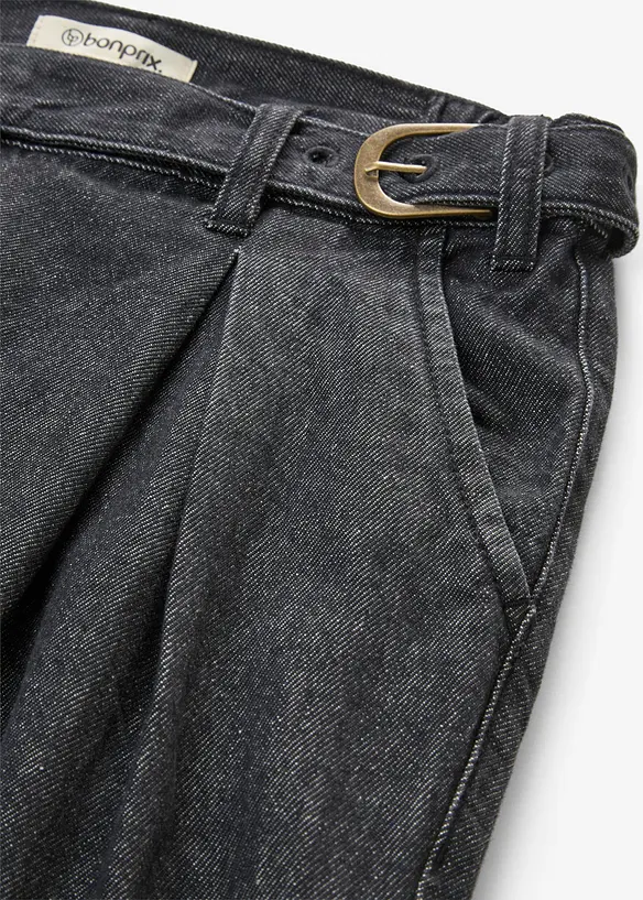 Wide-Leg-Jeans mit Bundfalten, bonprix