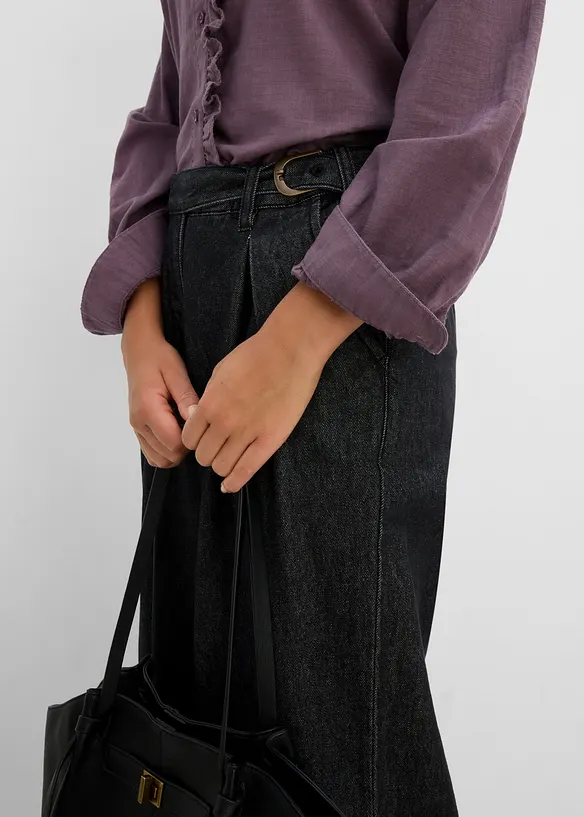 Wide-Leg-Jeans mit Bundfalten, bonprix