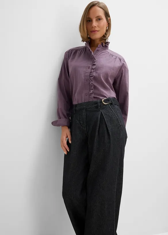 Wide-Leg-Jeans mit Bundfalten, bonprix