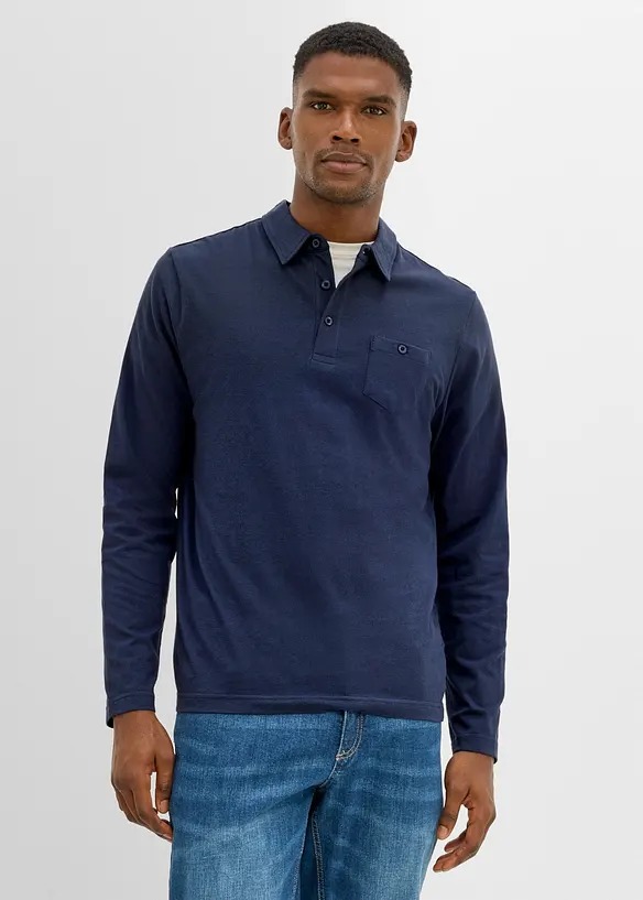Lot de 2 polos &agrave; manches longues et poche poitrine, bonprix