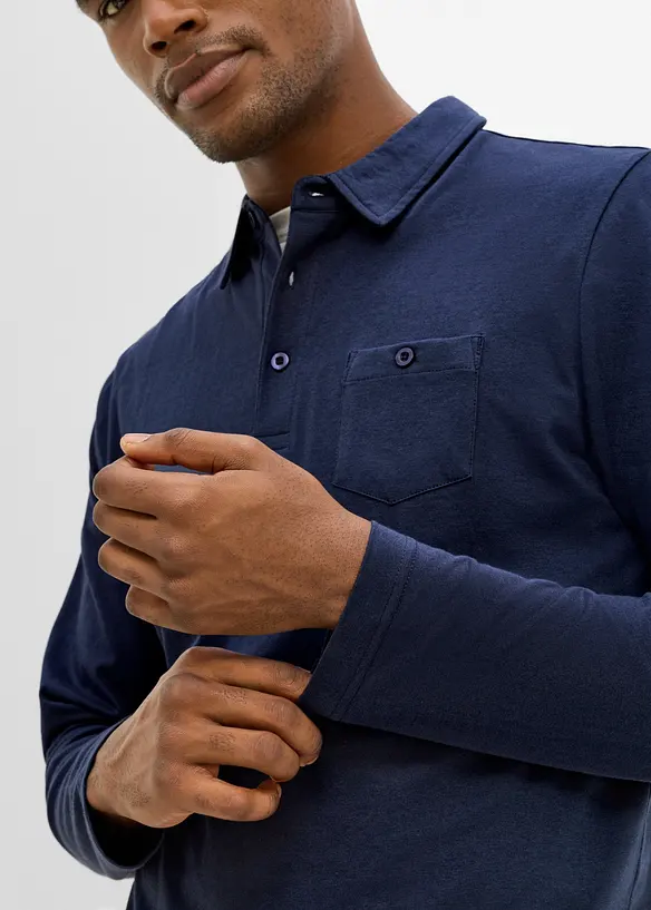 Lot de 2 polos &agrave; manches longues et poche poitrine, bonprix