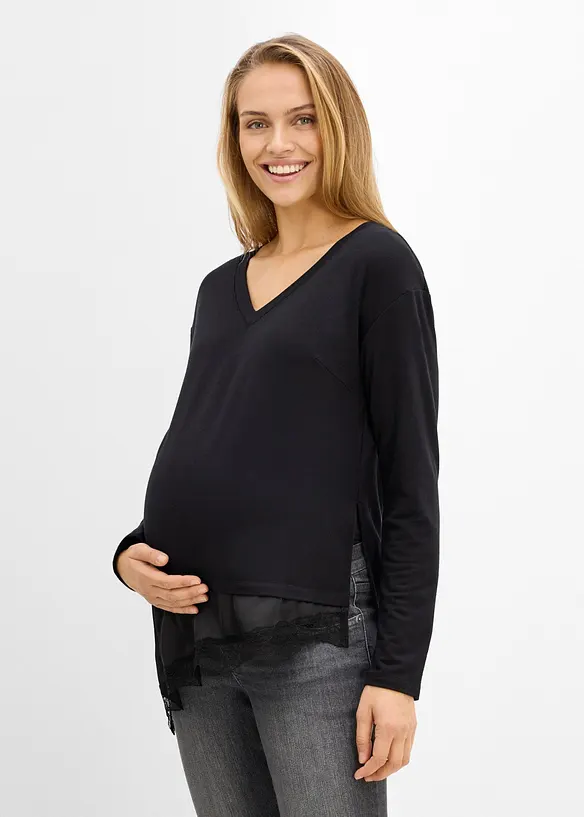 T-shirt de grossesse et d&rsquo;allaitement avec dentelle, bonprix