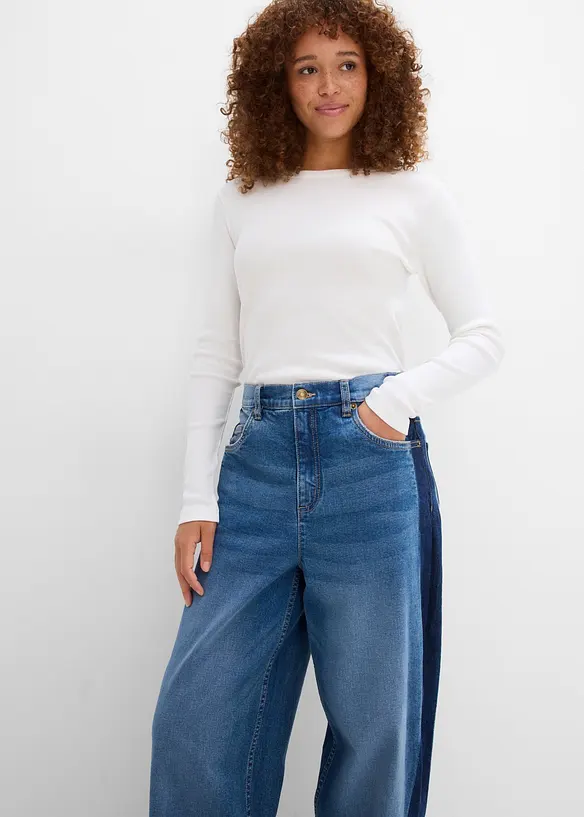 Barrel-Jeans High Waist, cropped, bonprix