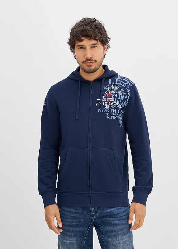 Sweat zipp&eacute; &agrave; capuche, 100% coton, bonprix