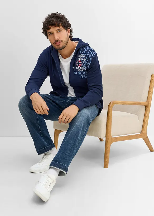 Sweat zipp&eacute; &agrave; capuche, 100% coton, bonprix