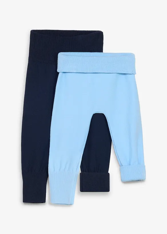 Lots de 2 pantalons &eacute;volutifs en maille de coton m&eacute;lang&eacute;, bonprix