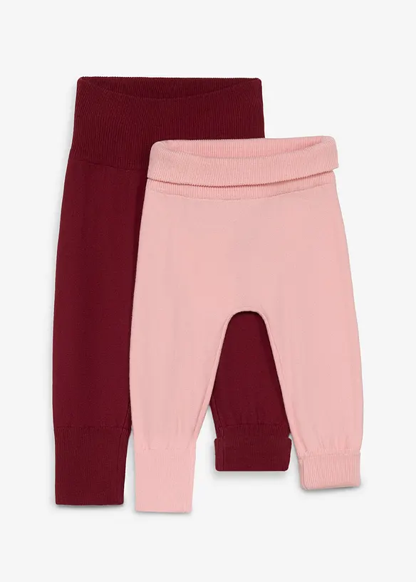 Lots de 2 pantalons &eacute;volutifs en maille de coton m&eacute;lang&eacute;, bonprix