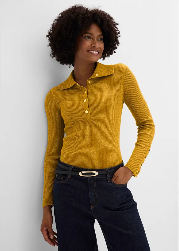 Polo-Pullover mit Viskose Anteil, bonprix