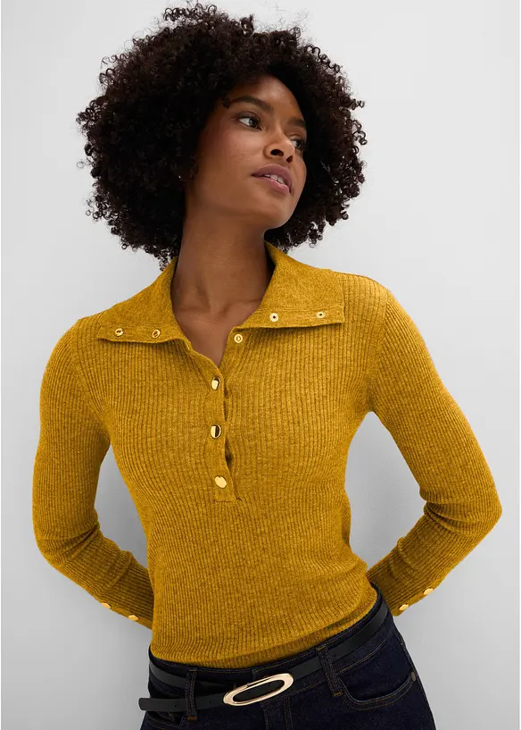 Polo-Pullover mit Viskose Anteil, bonprix