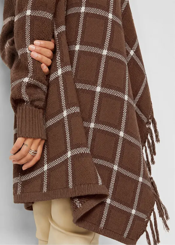 Gilet long en maille &agrave; franges, bonprix