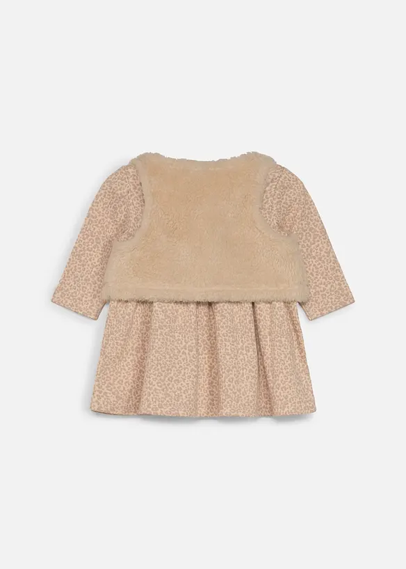 Robe et gilet sans manches en sherpa (ens. 2 pces), bonprix