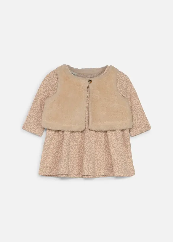 Robe et gilet sans manches en sherpa (ens. 2 pces), bonprix