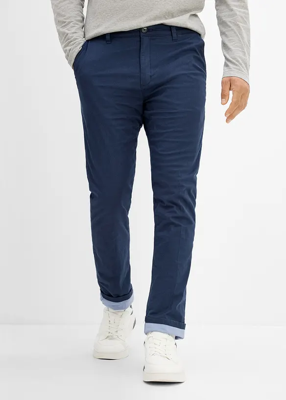 Pantalon chino &agrave; taille r&eacute;glable et doublure chaude, Straight, bonprix