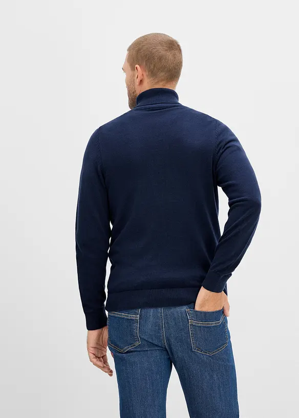 Pull col roul&eacute; en fine maille avec laine m&eacute;rinos, Slim Fit, bonprix