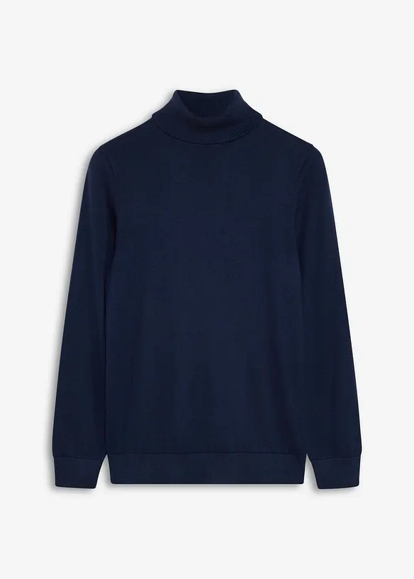 Pull col roul&eacute; en fine maille avec laine m&eacute;rinos, Slim Fit, bonprix