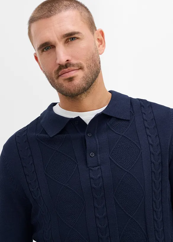 Polo-Pullover aus reiner Baumwolle, bonprix