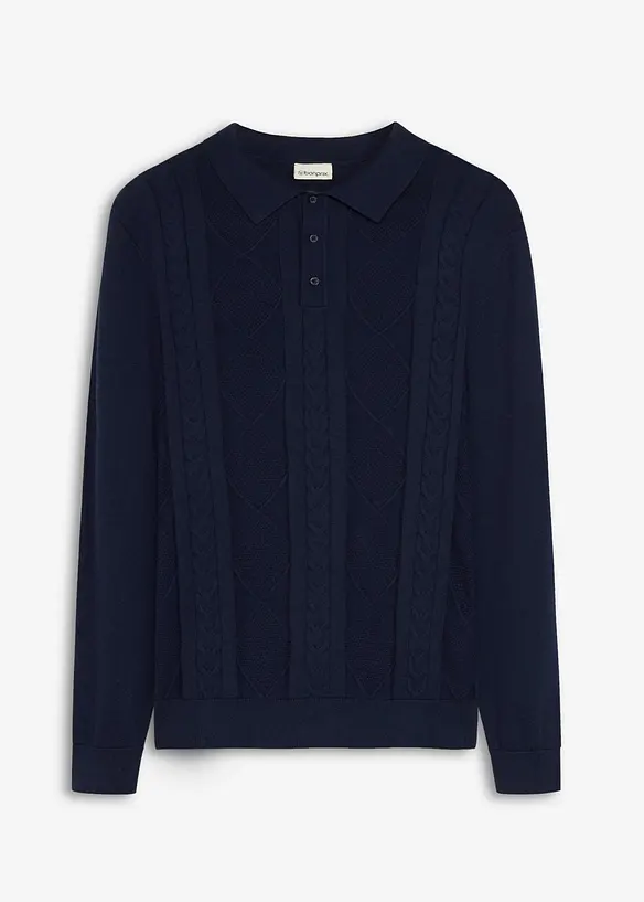 Polo-Pullover aus reiner Baumwolle, bonprix