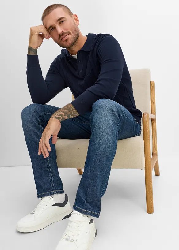 Polo-Pullover aus reiner Baumwolle, bonprix