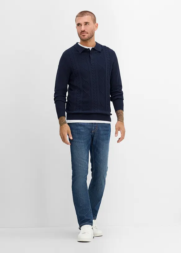 Polo-Pullover aus reiner Baumwolle, bonprix