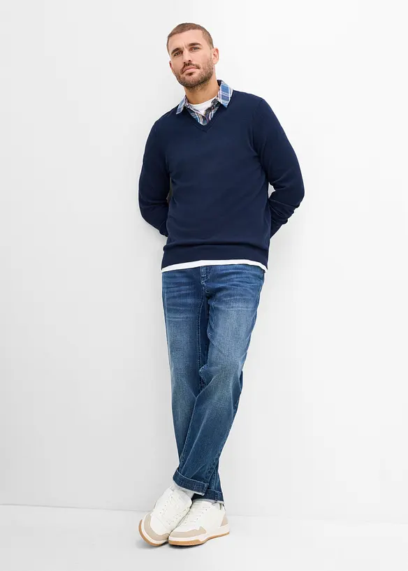 2-in-1-Strickpullover mit Hemdkragen, bonprix