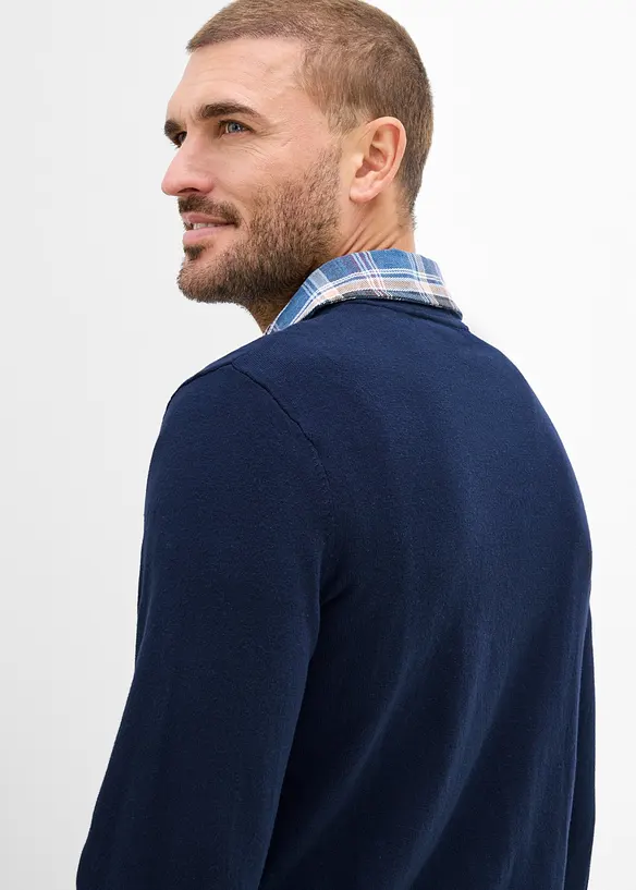2-in-1-Strickpullover mit Hemdkragen, bonprix